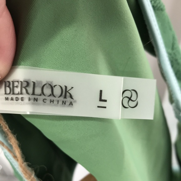 Berlook Dark Green Jacquard X Cross Bikini with matching cheeky bottom L - Picture 5 of 11